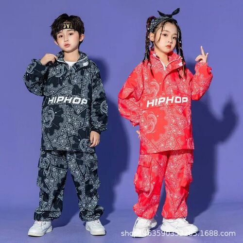 Boy Hip Hop Sweatshirt Joggers Clothes Sets Girls High Colla