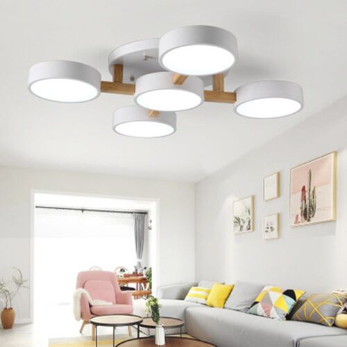 Nordic Wood Decor Led Ceiling Lights  Living Room 220V Round