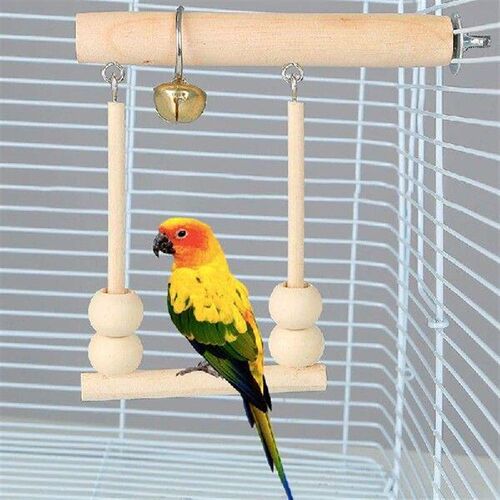 Bird Swing Toys Wooden Parrot Perch Stand Playstand