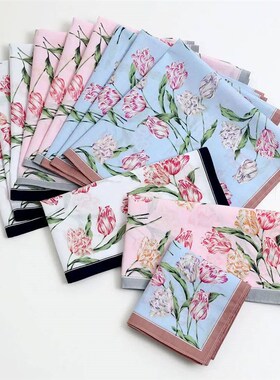 3 Packs of Elegant Flower Handkerchiefs for Women, Pure Cott