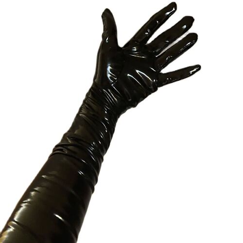 Sexy Women PU Leather Gloves Shiny Long Gloves Punk Mitten P