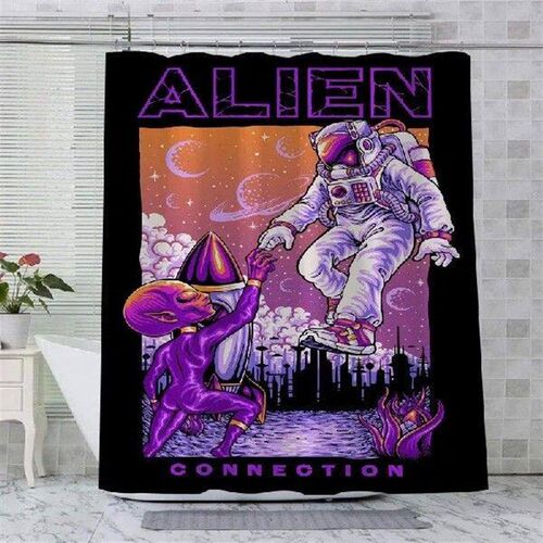 Spaceship Alien Pattern Bath Decor Waterproof Shower
