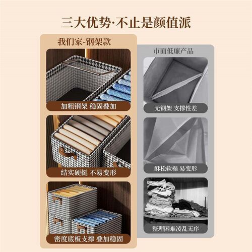 Clothing storage box for home use, drawer-style wardrobe org