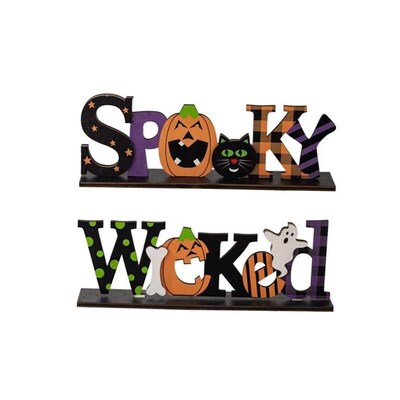 万圣节Halloween decorated wooden lettering table table DIY