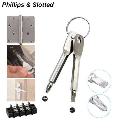 Portable Phillips Slotted Screwdriver Set Key Ring Keychain