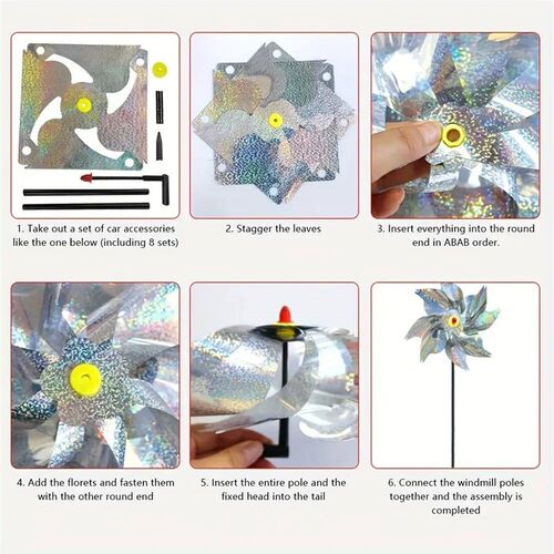 1pcs Bird Repeller Pinwheels Reflective Sparkly Scarecrow Pi