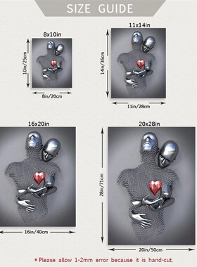 3pcs Modern Metal Figure Statue Wall Art Posters Romantic  P