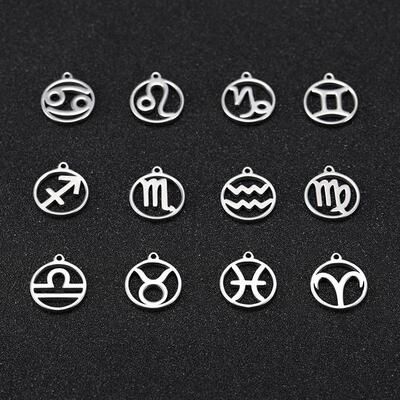 Teamer 12pcs Zodiac Floating Charms Stainless Steel Ge Aries