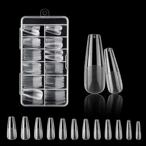 120Pcs Clear No Mark Frosted Stiletto/Almond/Square Fake Nai