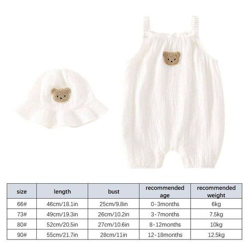 2PCS Summer Baby Clothes Set With Cap Toddler One Piece Cute