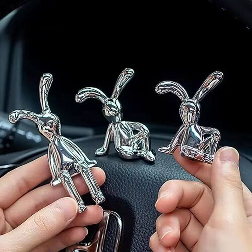 2PC Long-Eared Rabbit Double Statue Cartoon Decoration Acces