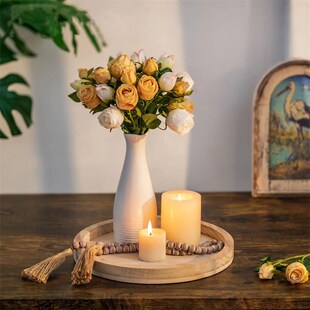 Decorative Wooden Serving Tray Rustic Round Wood Plate Vinta