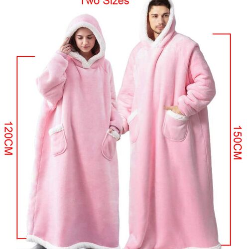 Long Flannel Blanket with Sleeves Winter Hoodies Pullover