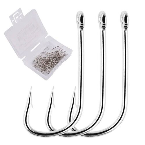 100pcs/Box Barbed Fishing Hooks Sea Worm Carp Single Circle