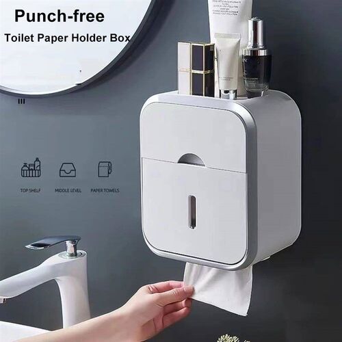 Storage Box Toilet Paper Organizer Waterproof High Capacity