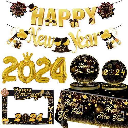 New Year 2024 Number Foil Balloons Happy New Year Eve Party