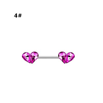 Purple Straight Bar Love Nipple Ring Flower Pendant Body