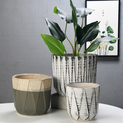 large flower pot plastic  es green  POTS