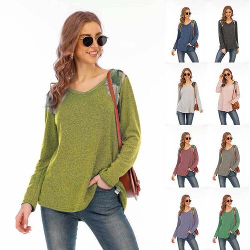 Womens Round Neck Printed Loose Top Base Shirt Casual Women