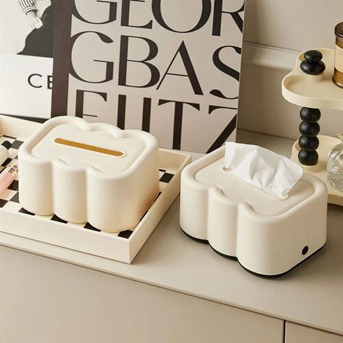 Cloud-shaped Tissue Box Holder with Creamy Finish for Stylis