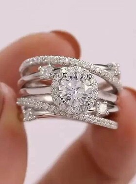 Huitan Luxury Wedding Rings for Women Fancy Cross Design Inl
