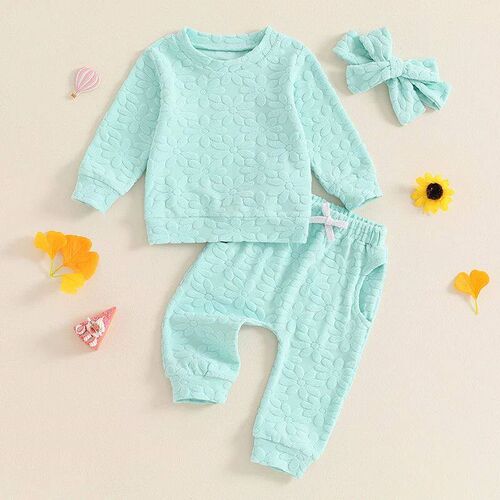 Toddler Girl Fall Outfit Daisy Embroidery Long Sleeve Sweats