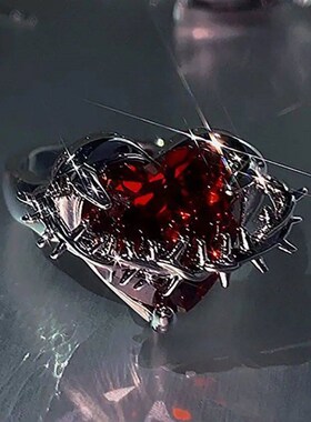 2023 Womens Ring New Cold Wind Red Love Zirconia Thorn Open