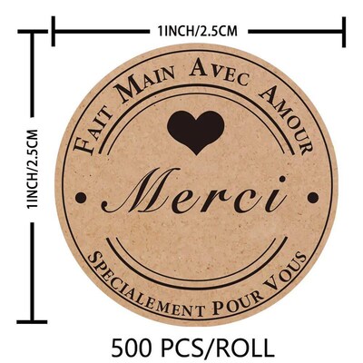 100-500pcs Merci Kraft er French Thank You Fait Main Avec Am