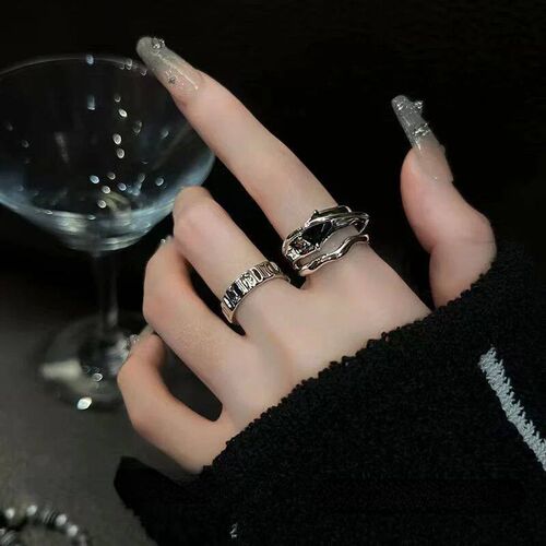 YK Crystal Rings Kpop Heart Adjustable Ring Irregular