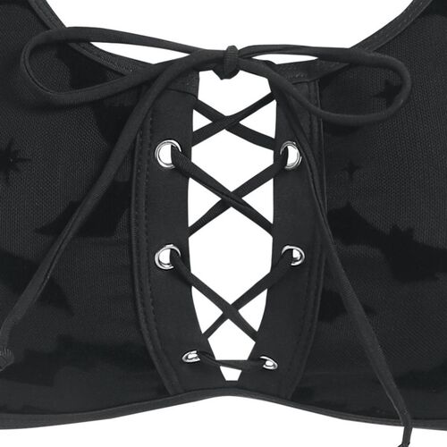 Bat Crescent Mesh Lace-Up Padded Bikini Set Women Fashion Su