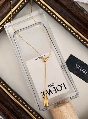 Ins Simple OL Womens Summer Tassel Double Water Drop Neckla