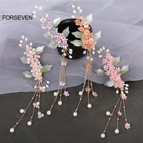 Handmade Mini Flower Hairpins Purple/Pink/Orange/White Flora