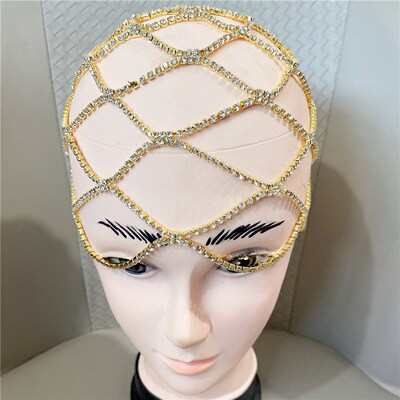 2023 Hollow Rhinestone Mesh Headpiece Wedding Head Chain Jew
