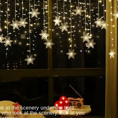 4M Christmas Snowflakes LED Fairy Curtain String Lights Gift