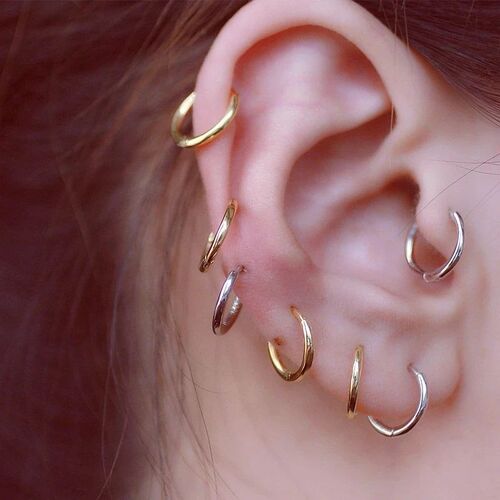 Lobe Piercing Ear Hoop Earrings for Women Minimalist Round G