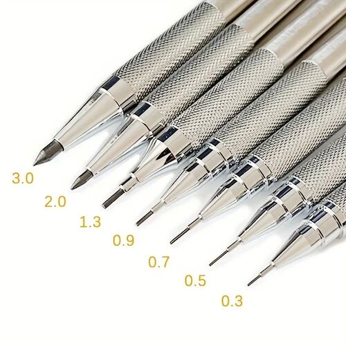 0.3 0.5 0.7 0.9 1.3 2.0mm Mechanical Pencils Set Metal Art D