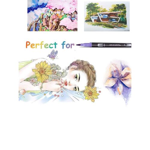 Bview Art 12 Coloring Brush and Fine Tip Art Marker Set Dual