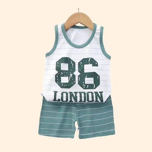 Children Sets Kids Clothes Boys Girls Vest Suit  Summer Chil
