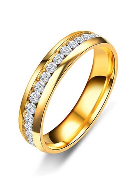 Fashion Crystal Stainless Steel Couple Ring Mens Womens Ti