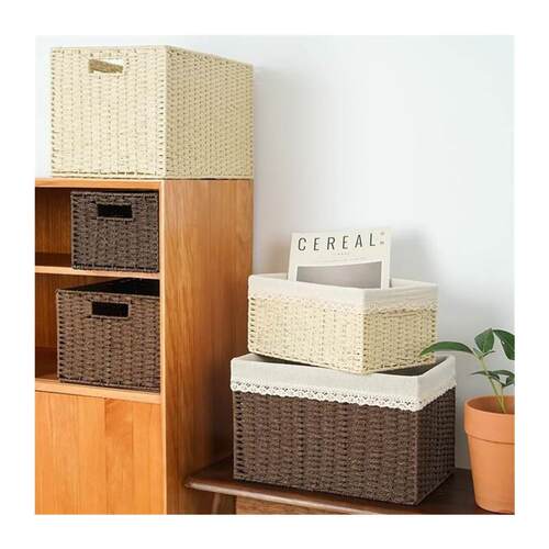 bamboo storage basket box desktop small rattan woven basket