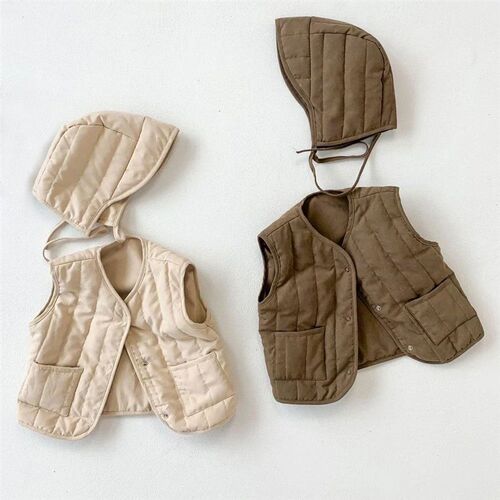 Korean Baby Vests Hat Set Fall Spring Kids Waistcoat for Gir
