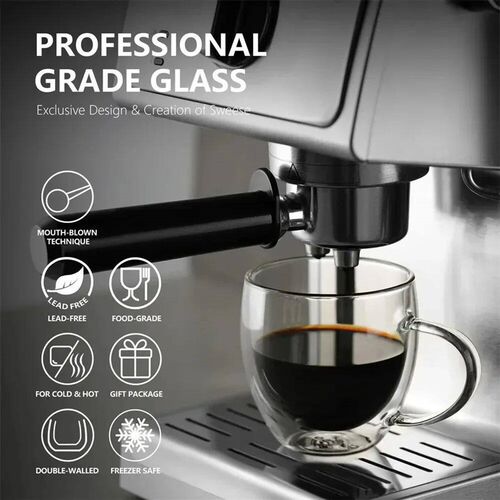 250ml Double-layer Transparent Glass Coffee Cup with Handle