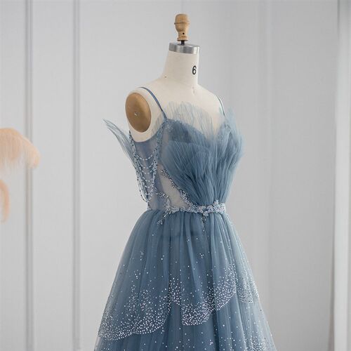 Sharon Said Sparkly Crystal Luxury Blue Dubai Evening Dress