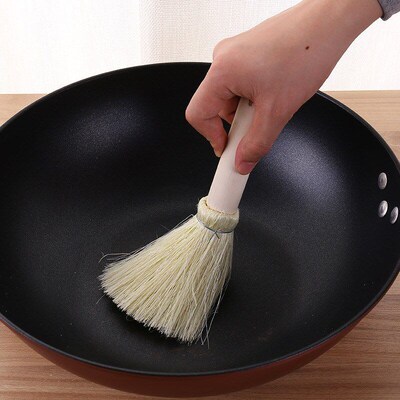 Natural Coconut Palm Brush NonDamaging Pan Scrubber Long Han