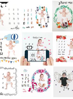 Cute Pattern Infant Baby Milestone Photo Props Background Bl