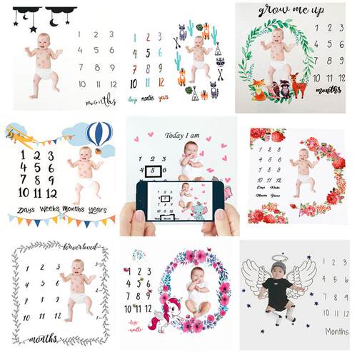 Cute Pattern Infant Baby Milestone Photo Props Background Bl