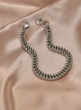 Titanium steel hipster brlet hip hop 8.5mm double weave roun