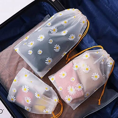 10Pcs Transparent Waterproof Travel Cosmetic Bag Towel Socks