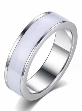 Stainless steel ring white painted glaze ring titanium steel