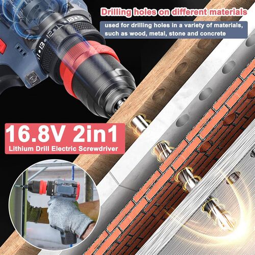 16.8V/21V Brushless 2in1 Cordless Driver Drill Electric Scre